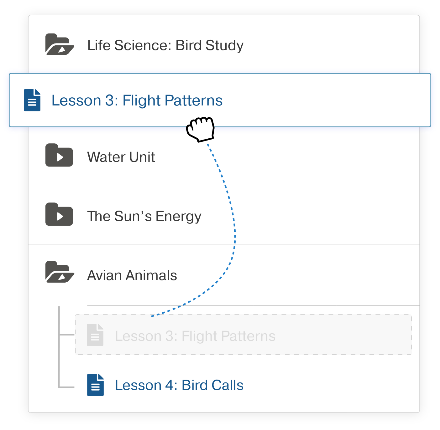 Curriculum design and organization interface