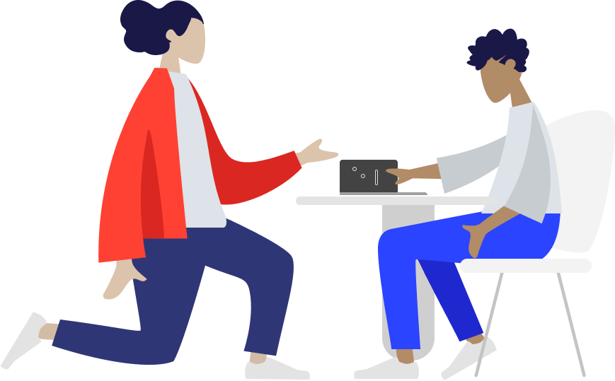 Teacher helping student
